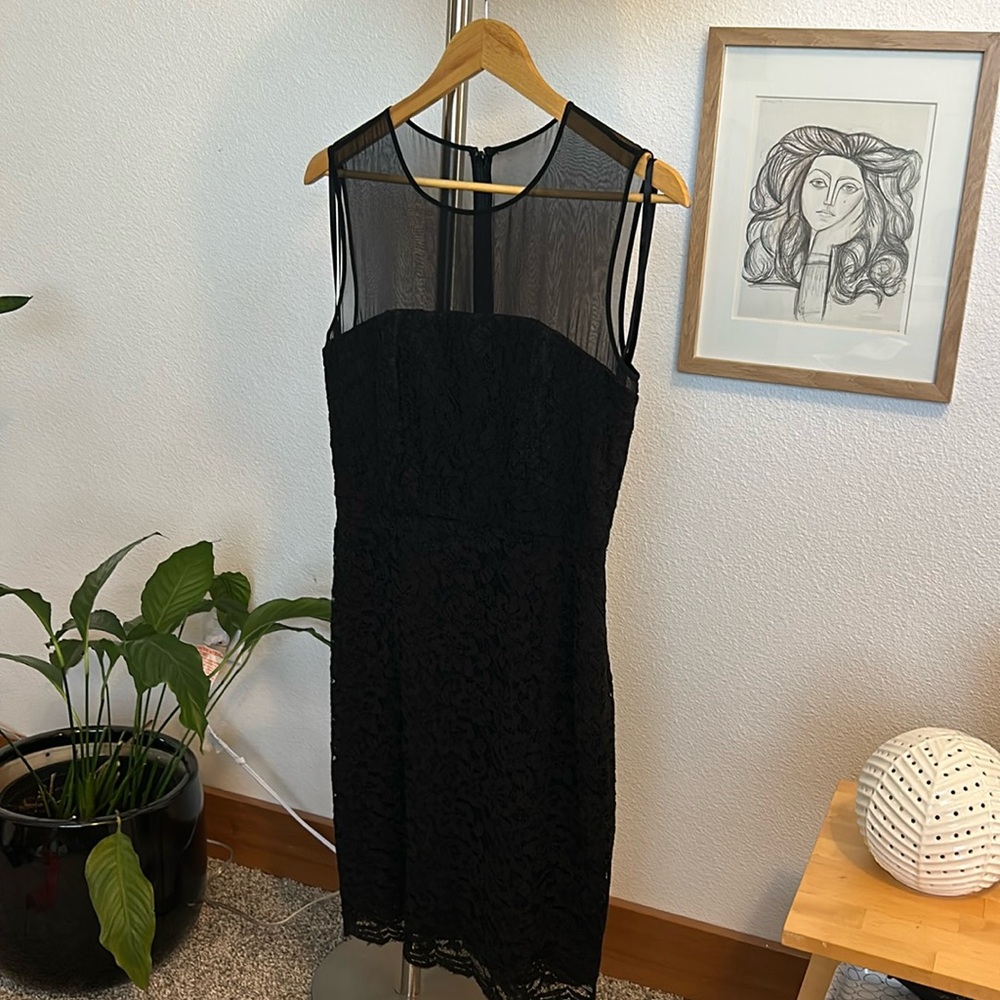 Silk and lace little black cocktail dress